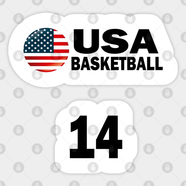 USA Basketball Number 14 T-shirt Design Sticker by werdanepo